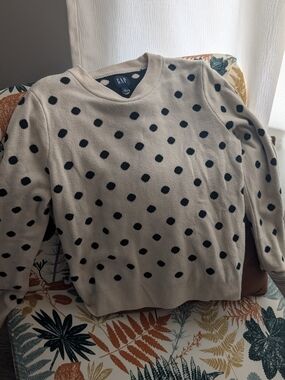 GAP Cream Crewneck Sweater with Black Polka Dots